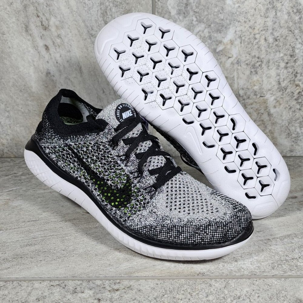 Nike Free Rn Flyknit 2018 Men's Running Shoes Size 9, 10 & 13 White Black - Picture 1 of 11